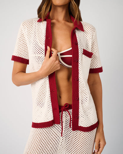 Oversized Crochet Button-up Shirt