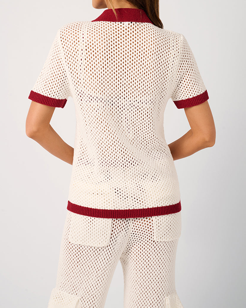 Oversized Crochet Button-up Shirt