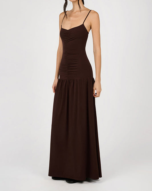 Ruched Front Scoop Maxi Dress