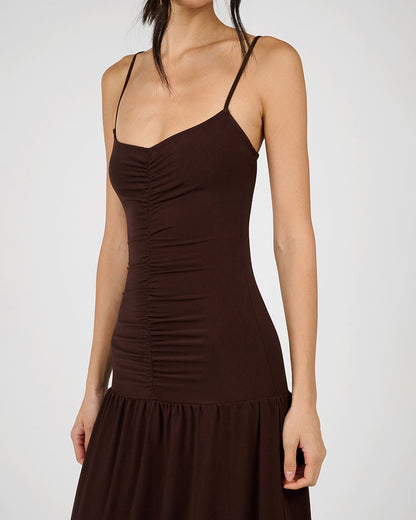 Ruched Front Scoop Maxi Dress