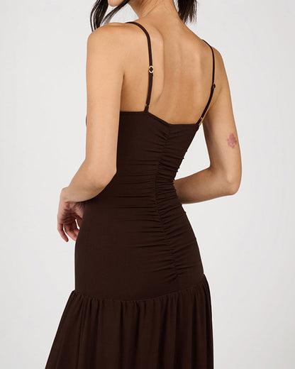 Ruched Front Scoop Maxi Dress