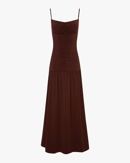 Ruched Front Scoop Maxi Dress
