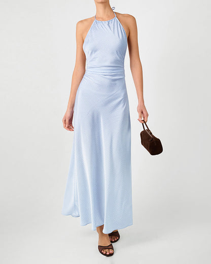 Halter Tie Neck Maxi Dress