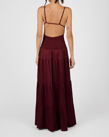 Smocked Drop Waist Maxi Dress