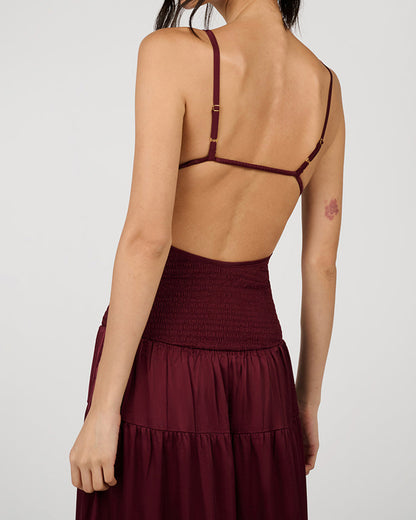 Smocked Drop Waist Maxi Dress