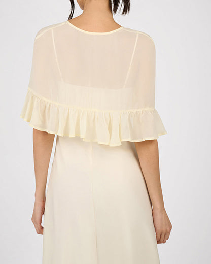 Ruffle Shawl Collar Maxi Dress