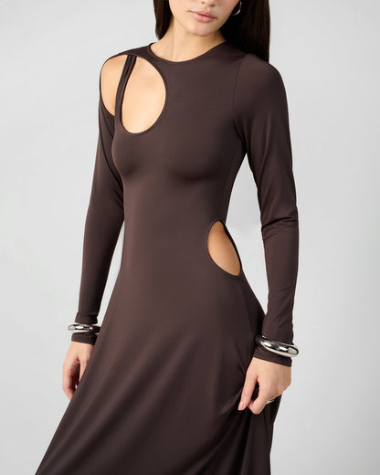 Cut Out Long Sleeve Maxi Dress