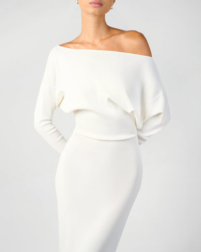 Off Shoulder Sweater Midi Dress