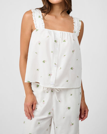 Ruffle Button Front Tank Top