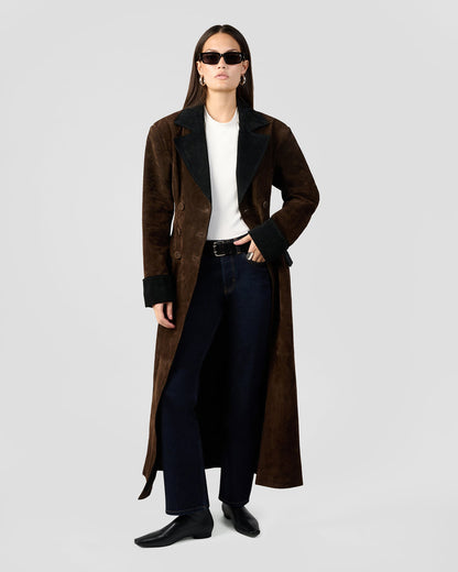 Premium Double Breasted Suede Coat