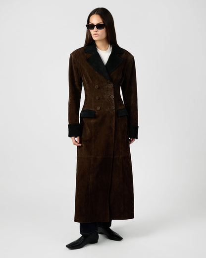 Premium Double Breasted Suede Coat