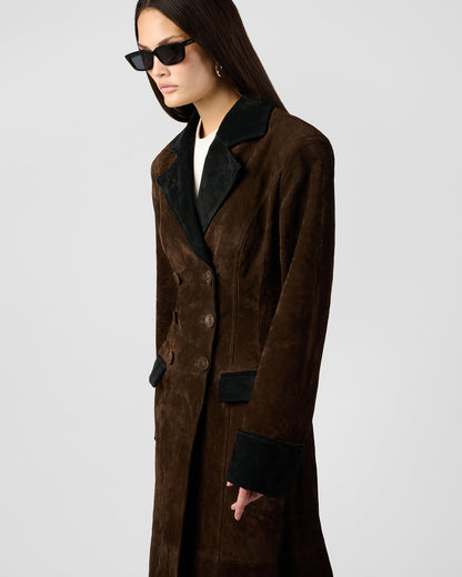 Premium Double Breasted Suede Coat