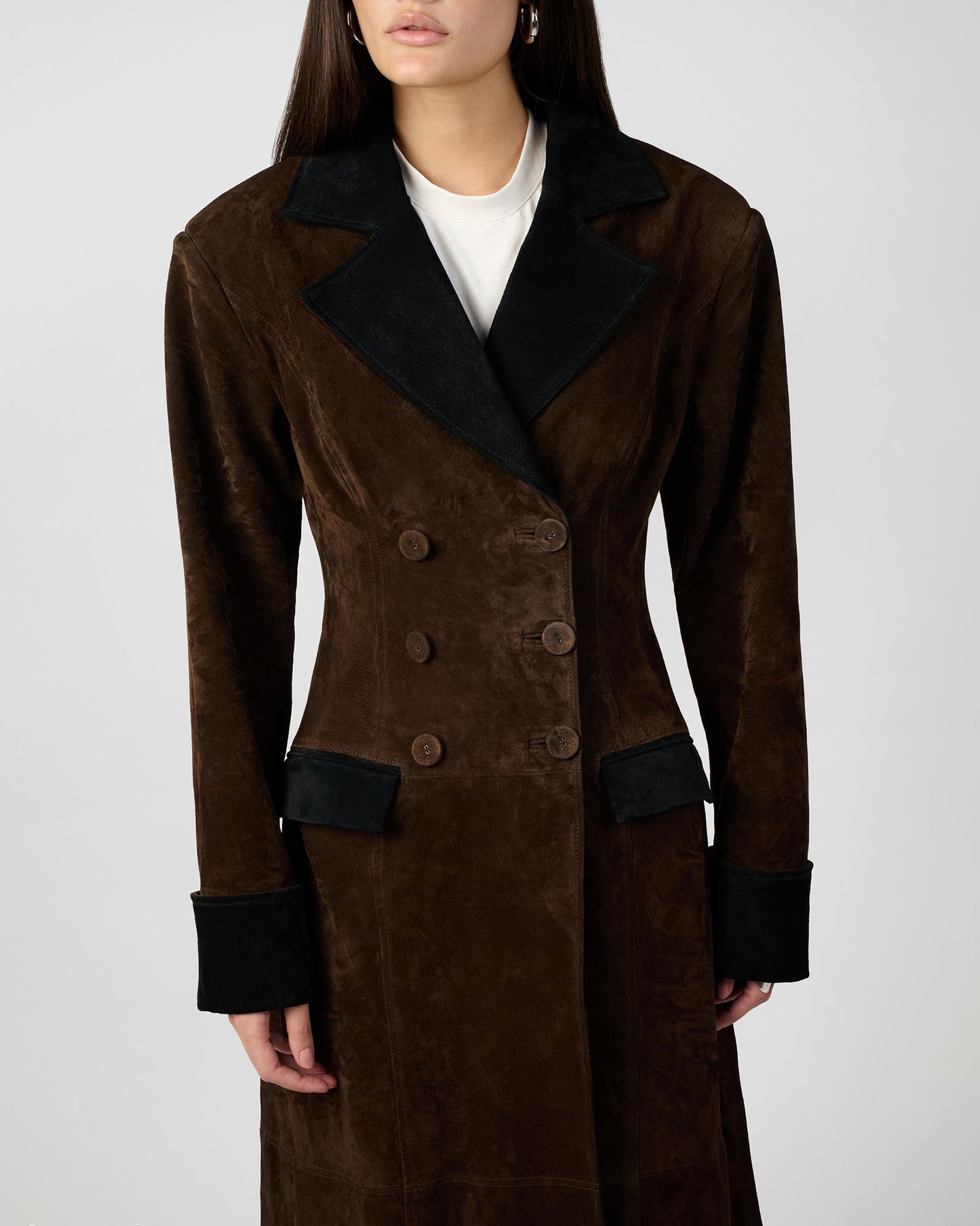 Premium Double Breasted Suede Coat