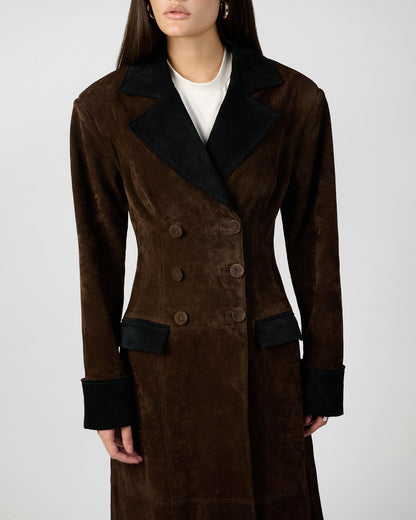 Premium Double Breasted Suede Coat