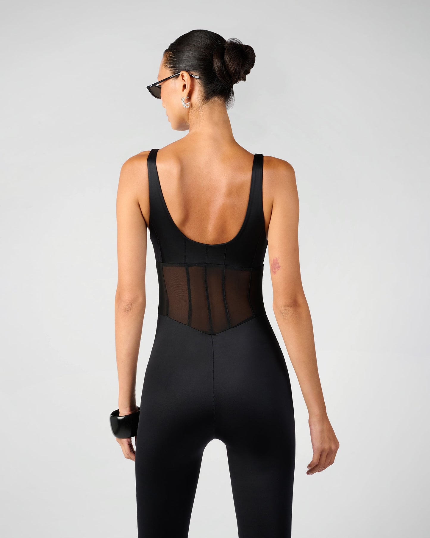 Spandex Sheer Panel Bodysuit