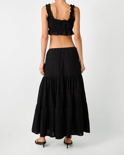Ruffle Button Crop Top