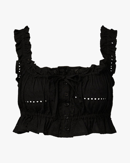 Ruffle Button Crop Top
