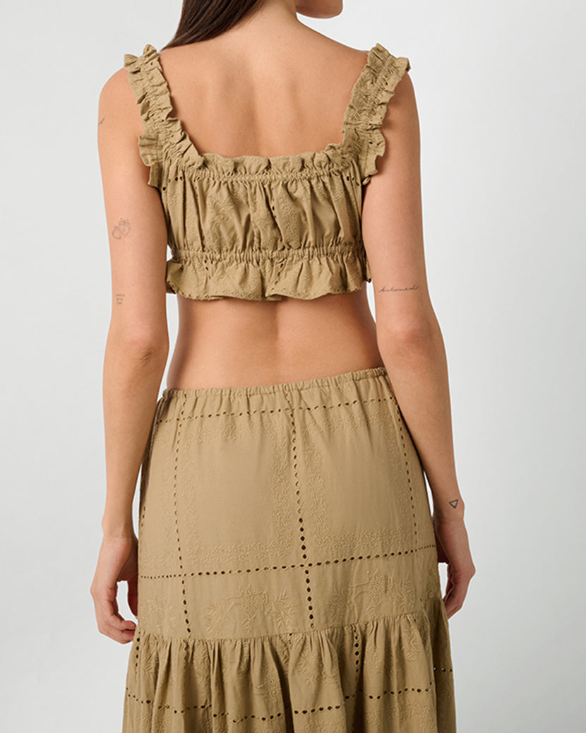 Ruffle Button Crop Top