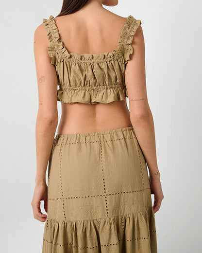 Ruffle Button Crop Top