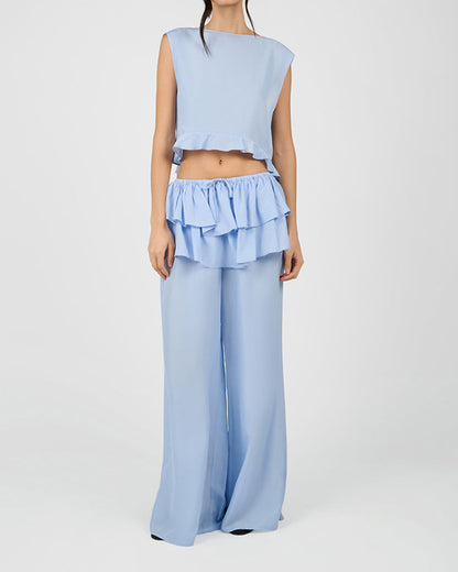 Boat Neck Ruffle Top