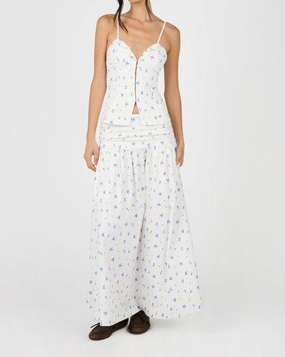 Ruched Waist Midi Skirt