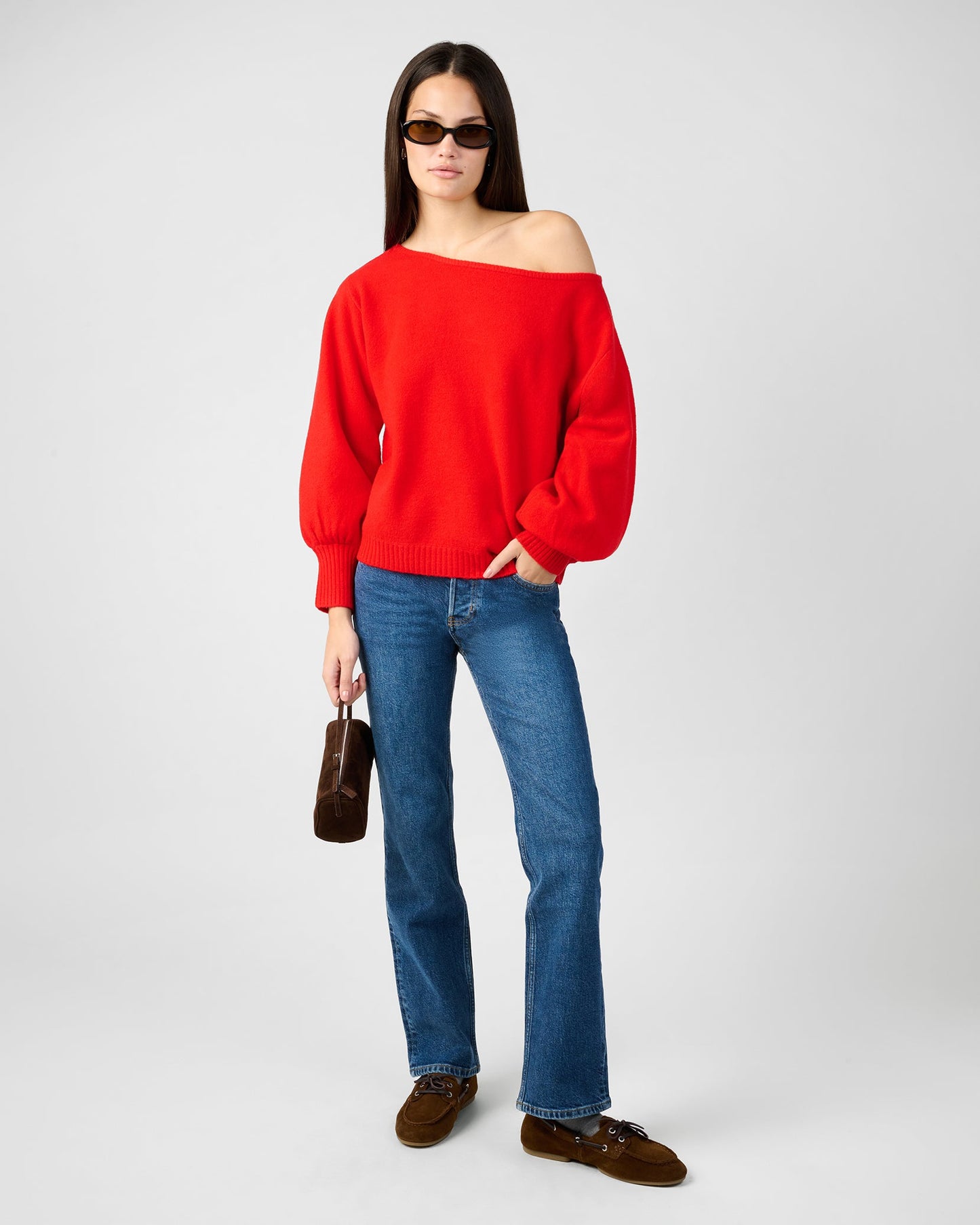 Off The Shoulder Balloon Sleeve Sweater