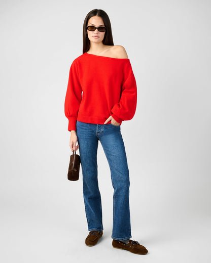 Off The Shoulder Balloon Sleeve Sweater