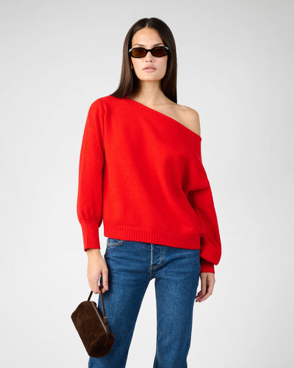 Off The Shoulder Balloon Sleeve Sweater