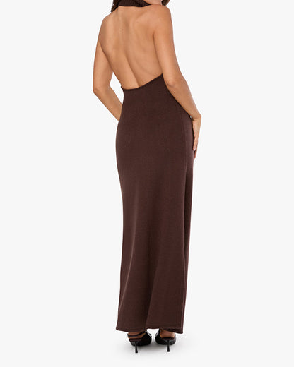 Open Back Halter Maxi Dress