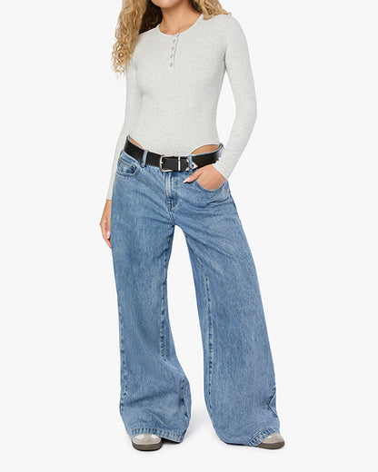Crew Neck Henley Bodysuit