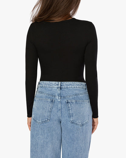 Crew Neck Henley Bodysuit
