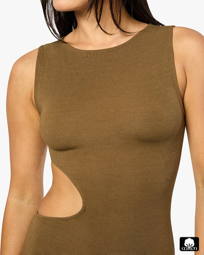 Cut Out Boat Neck Dress