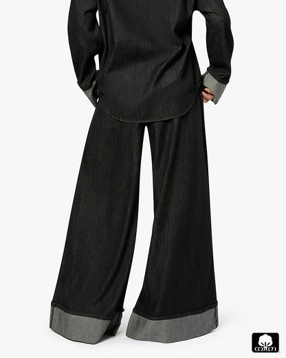 High Waisted Pleated Super Wide Leg Pant