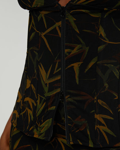 Zip Front Vintage Leaves Corset