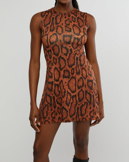 Muscle Tank Snake Print Mini Dress