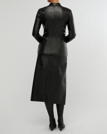 Vegan Leather Fitted Moto Jacket