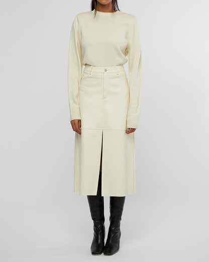 Vegan Leather Midi Skirt