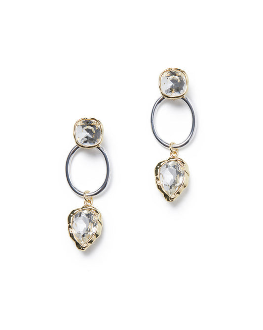 Crystal Square And Pear Hoop Earring
