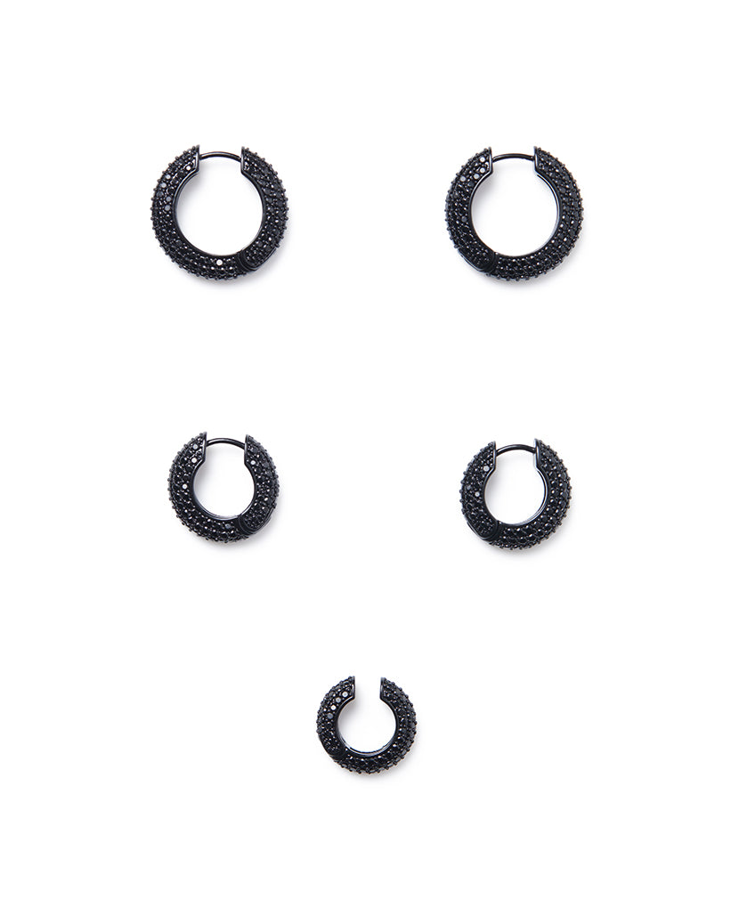 Pave Hoop And Ear Cuffs Set