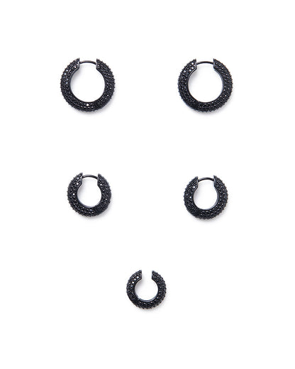Pave Hoop And Ear Cuffs Set