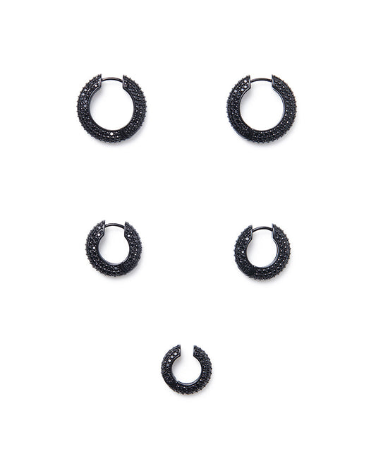 Pave Hoop And Ear Cuffs Set