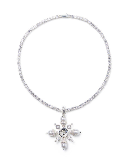 Pave Pendant On Crystal Necklace