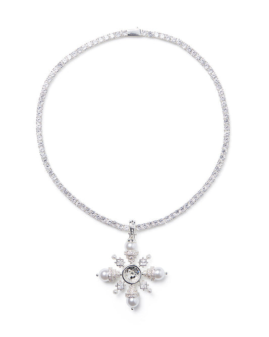 Pave Pendant On Crystal Necklace