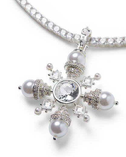 Pave Pendant On Crystal Necklace