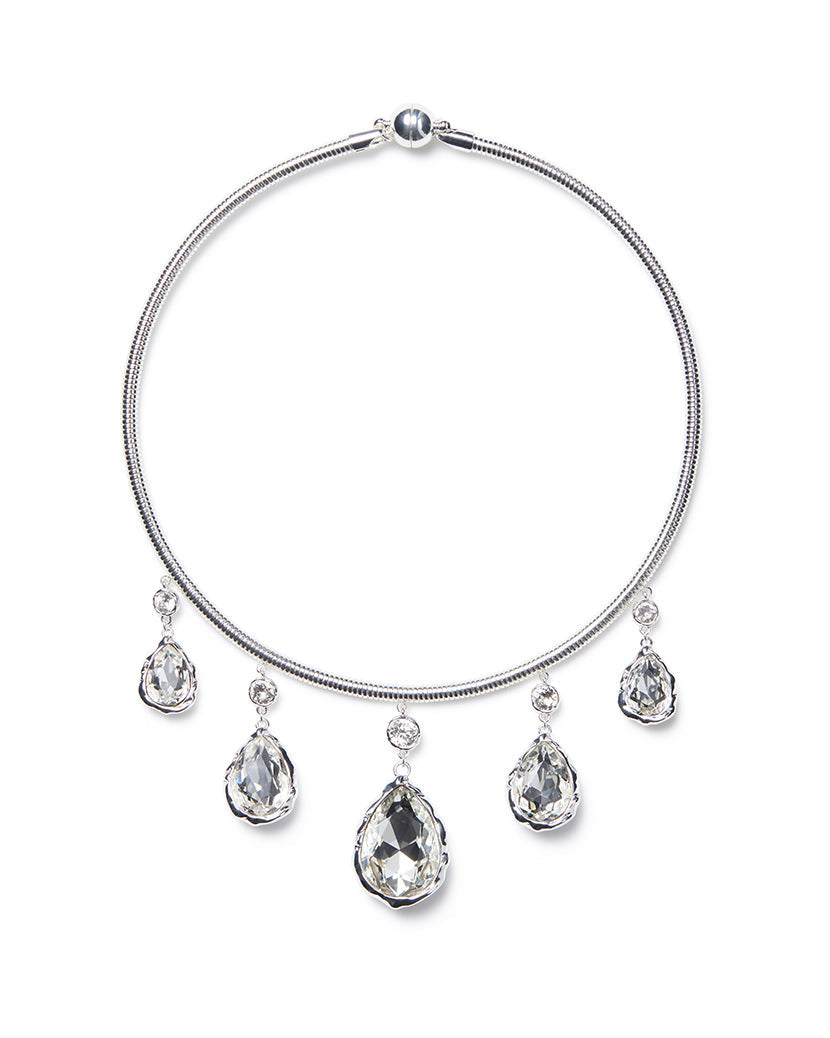 Snake Chain Crystal Pear Drop Necklace