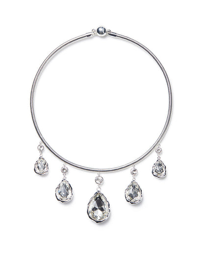 Snake Chain Crystal Pear Drop Necklace
