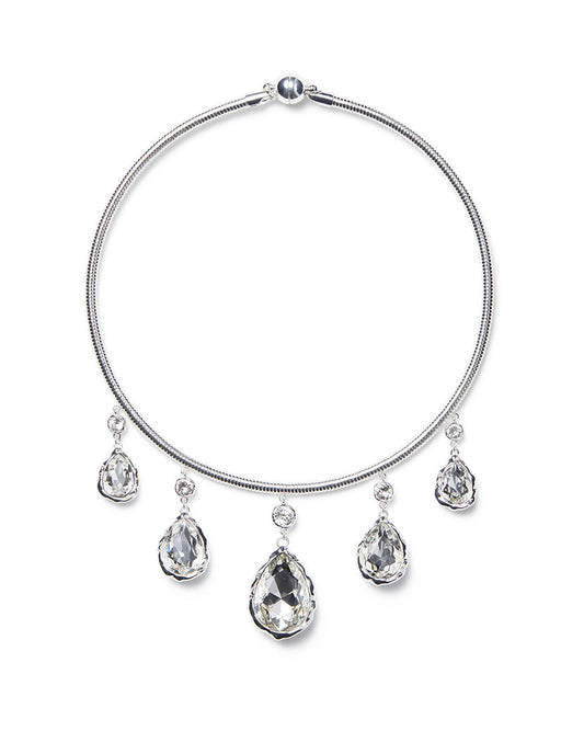 Snake Chain Crystal Pear Drop Necklace