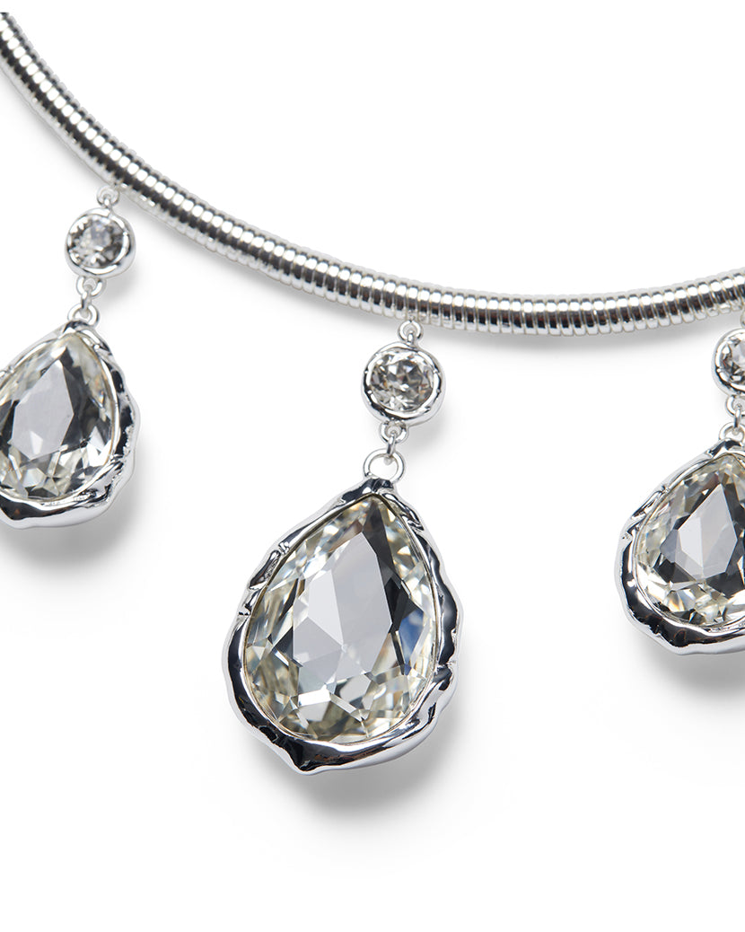 Snake Chain Crystal Pear Drop Necklace