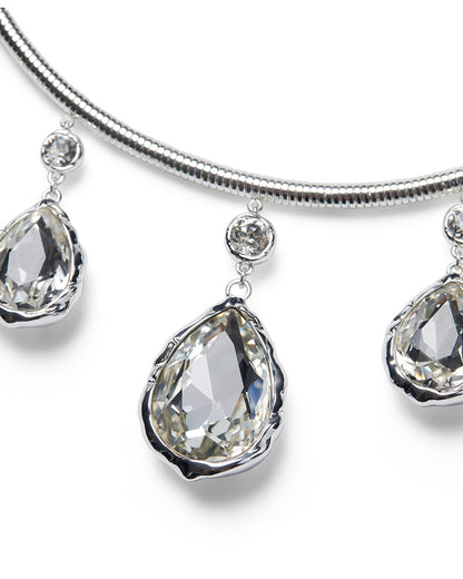 Snake Chain Crystal Pear Drop Necklace