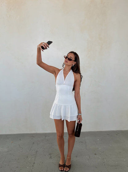 Smocked Ruffle Mini Skirt